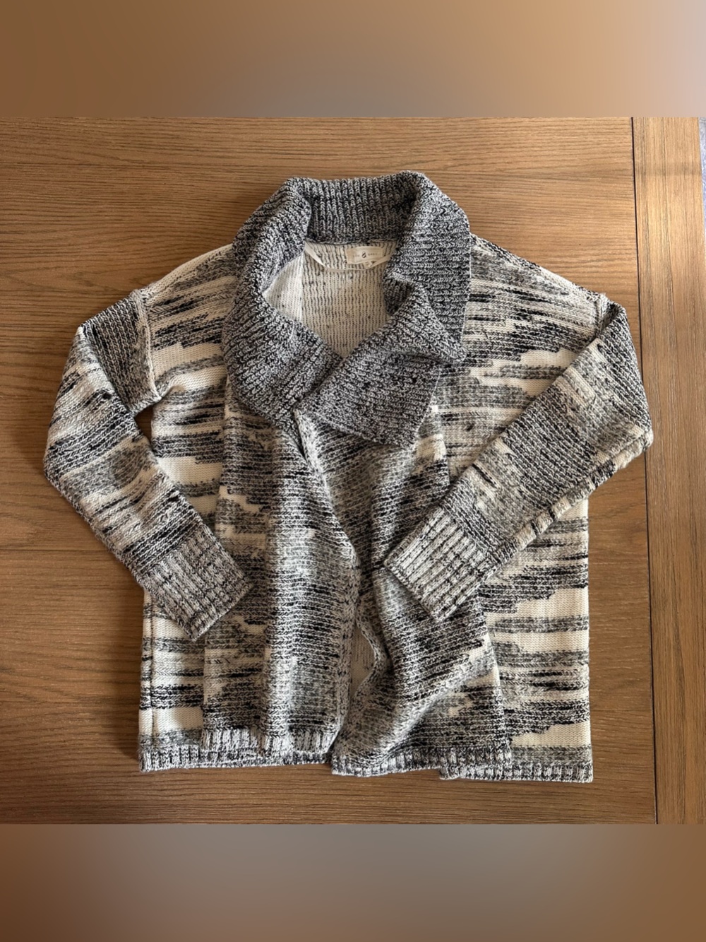 Lou & Grey Women’s Medium Gray Cream Marled Cowl Neck Sweater